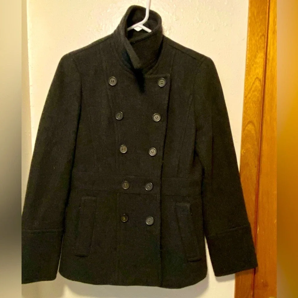 J. Crew Stadium Cloth by Nello Gori Black/Gray Peacoat - Picture 3 of 8